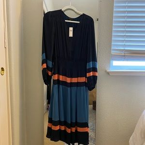 Current Air NWT Colorblock Silky Midi Dress, M